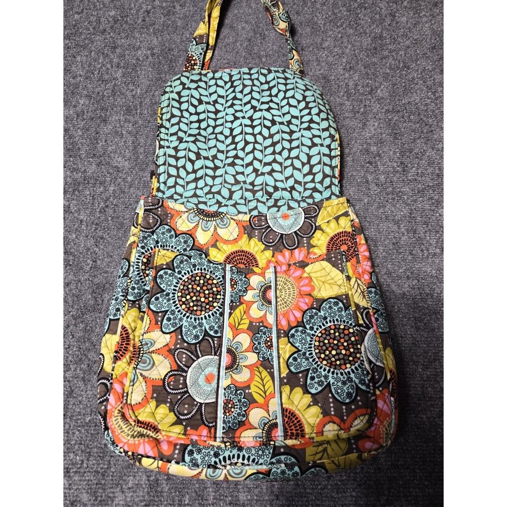Vera Bradley Bag Orange Yellow Turquoise Messenger Crossbody Floral Purse - Picture 3 of 10